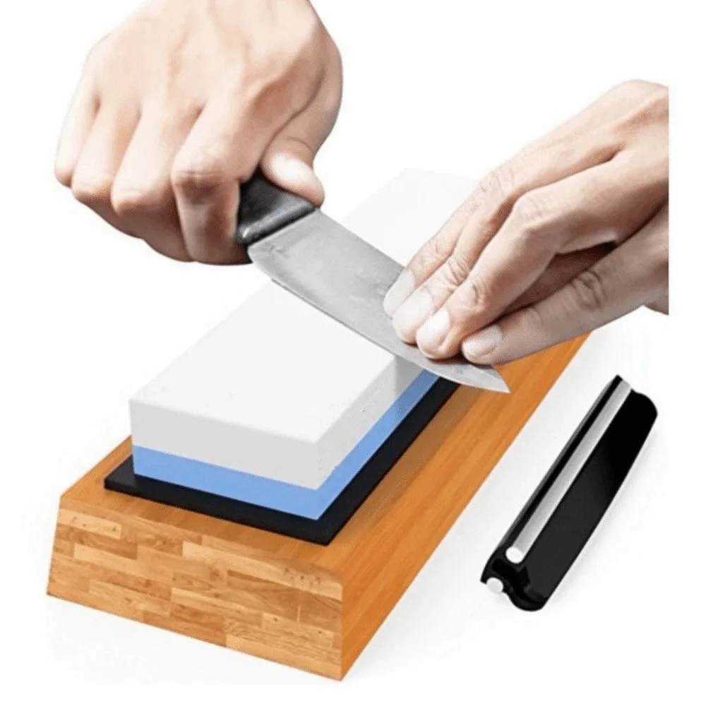 

Практичный двухсторонний точильный камень, зернистость 1000/6000, нескользящая профессиональная точилка, бытовая точилка с бамбуковой основой, инструмент для заточки камней