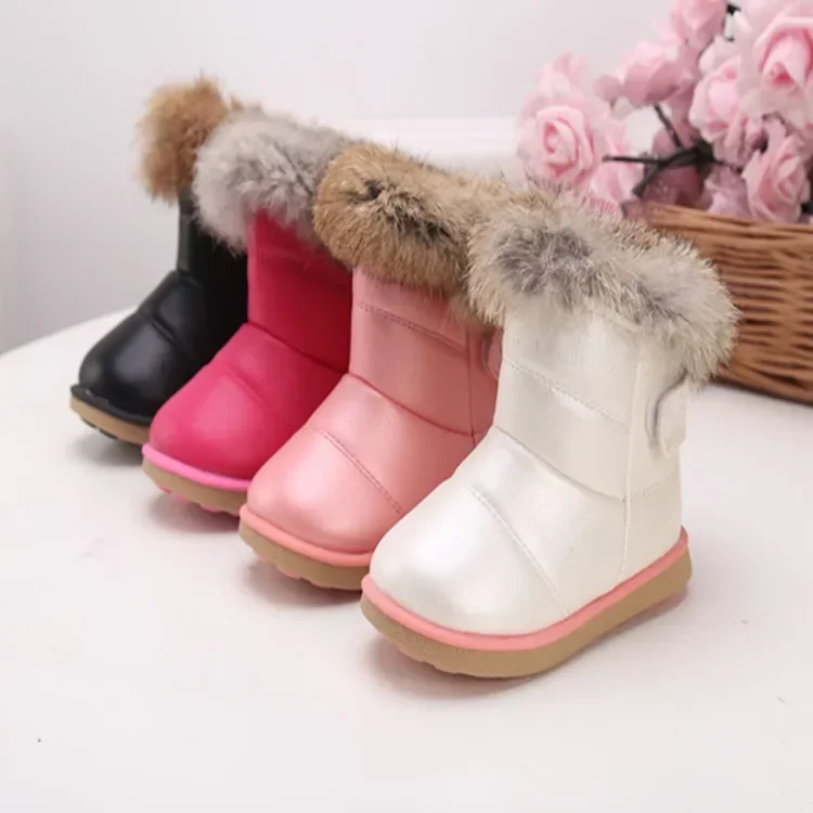 Girls Boots Fashion Snow Boots For Kids Children Rubber Boots For Toddler Boys Girl Toddlers Warm Cotton Plush Fur