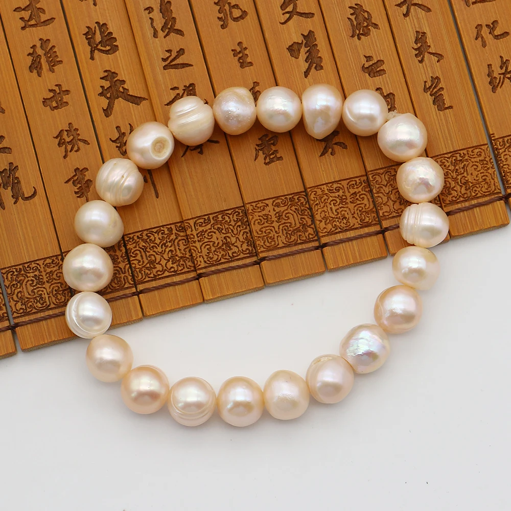 

Light Luxury Natural Threaded Round Colorful Baroque Pearl Beaded Straight-hole Finished Bracelet Jewelry Gift Clothing Matching