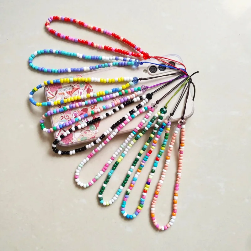 Beaded Mobile Phone Chain Purple Soft Pottery Mobile Phone Pendant Rope Beaded Mobile Phone Strap Lanyard