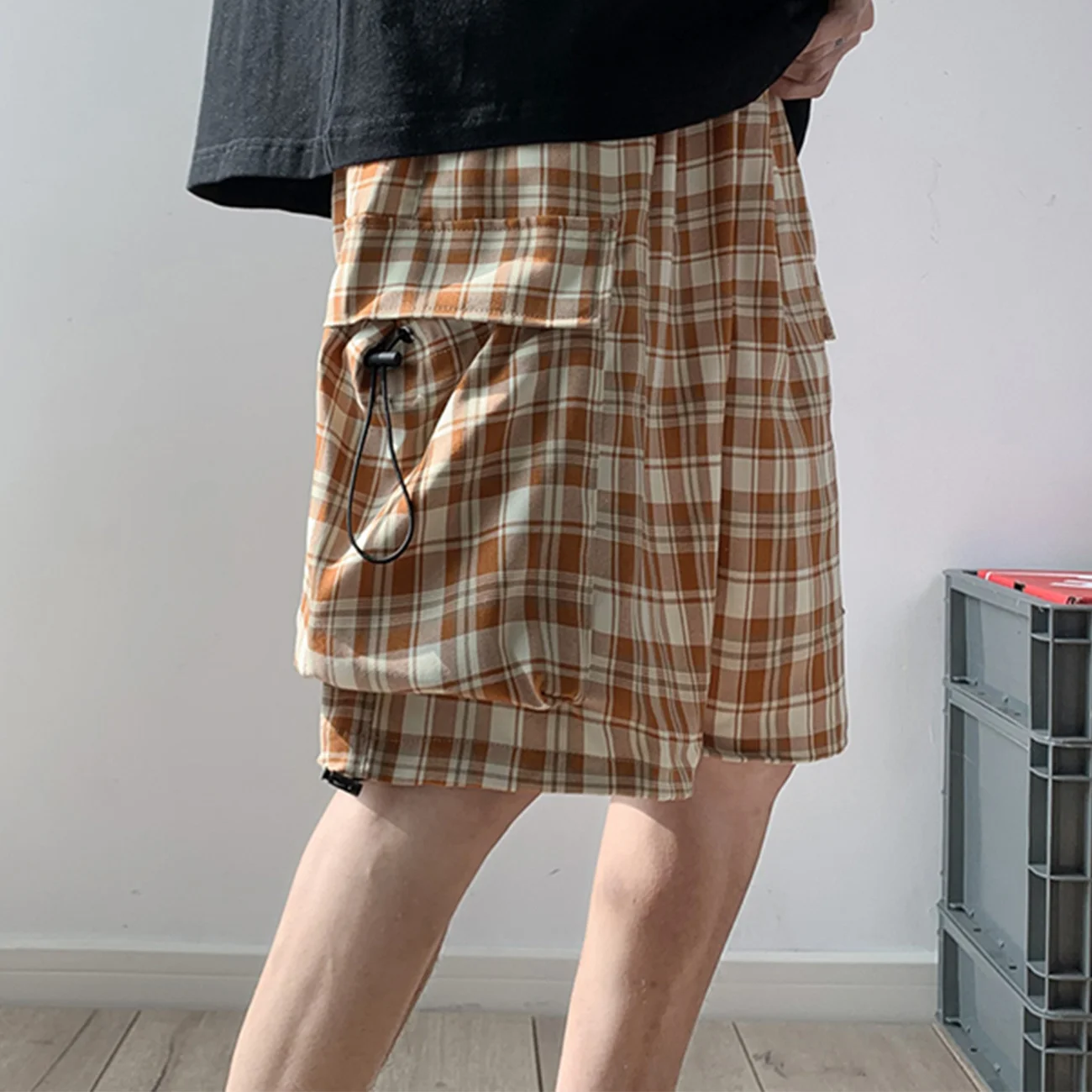 

Pocket Plaid Shorts Oversized Joggers Pockets Baggy Pant Hip Hop Cargo Shorts Streetwear 2022 Summer Casual Short Lattice Doodle