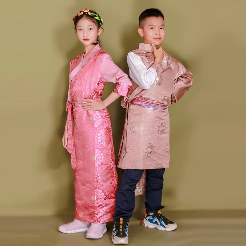 

New Tibetan Children's Clothing Girls' Little Costumes Dress Middle and Big Women's 61 Ethnic Style