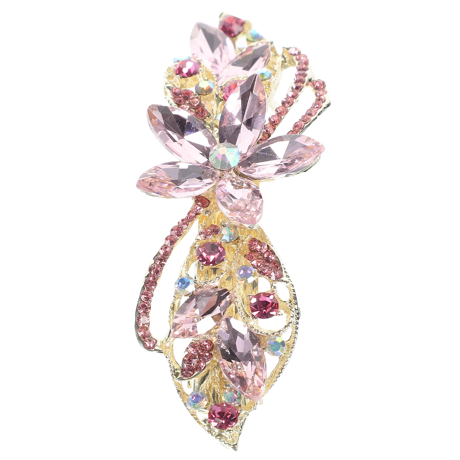 

Simple Flower Hair Clip Rhinestone Barrette Spring Metal Clips Women Formal Bridal Accessories Thin Thick Hair
