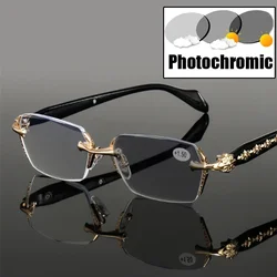 Photochromic Glasses for Women Male Vintage Outdoor Color Changing Anti-UV Sunglasses Finished Presbyopia Eyewear 0 To +4.0