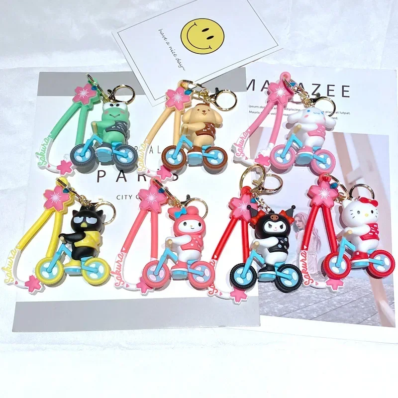 أنيمي الكرتون سانريو ميلودي مرحبا كيتي سينامورول كورومي الدراجات سيارة المفاتيح بنين بنات جميل حقيبة مدرسية كيرينغ قلادة #5