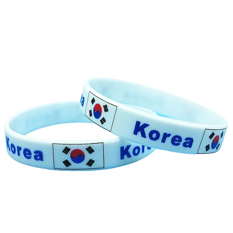 2pcs South Korea Flag Silicone Bracelet Sport Game Wristbands National Wrist Strap for Men Women Rubber Band Fashion Accessories