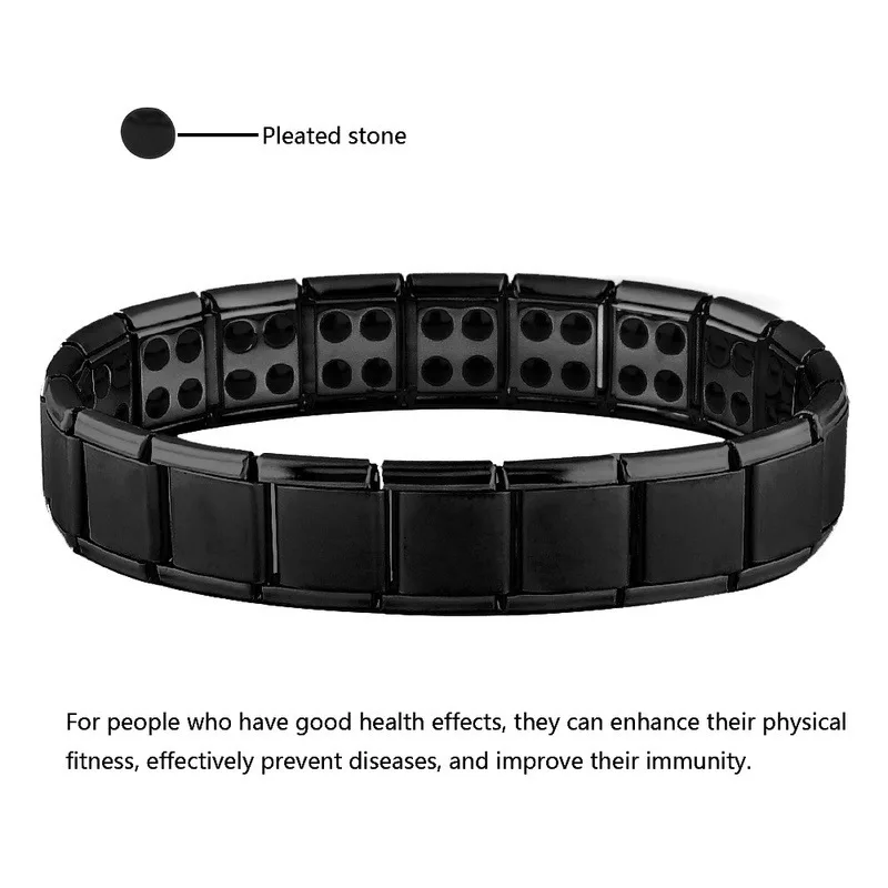 Pulsera de eslabones de cadena magnética de germanio negro para hombres y mujeres, joyería energética para el cuidado de la salud, pulsera de