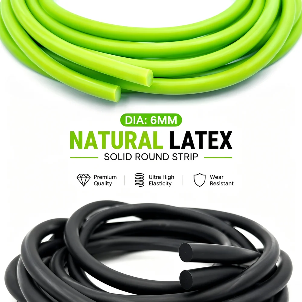 1/2/3M black/bright green Natural latex solid strip Dia 6mm Soft and resilient/wear-resistant/mechanical equipment sealing strip