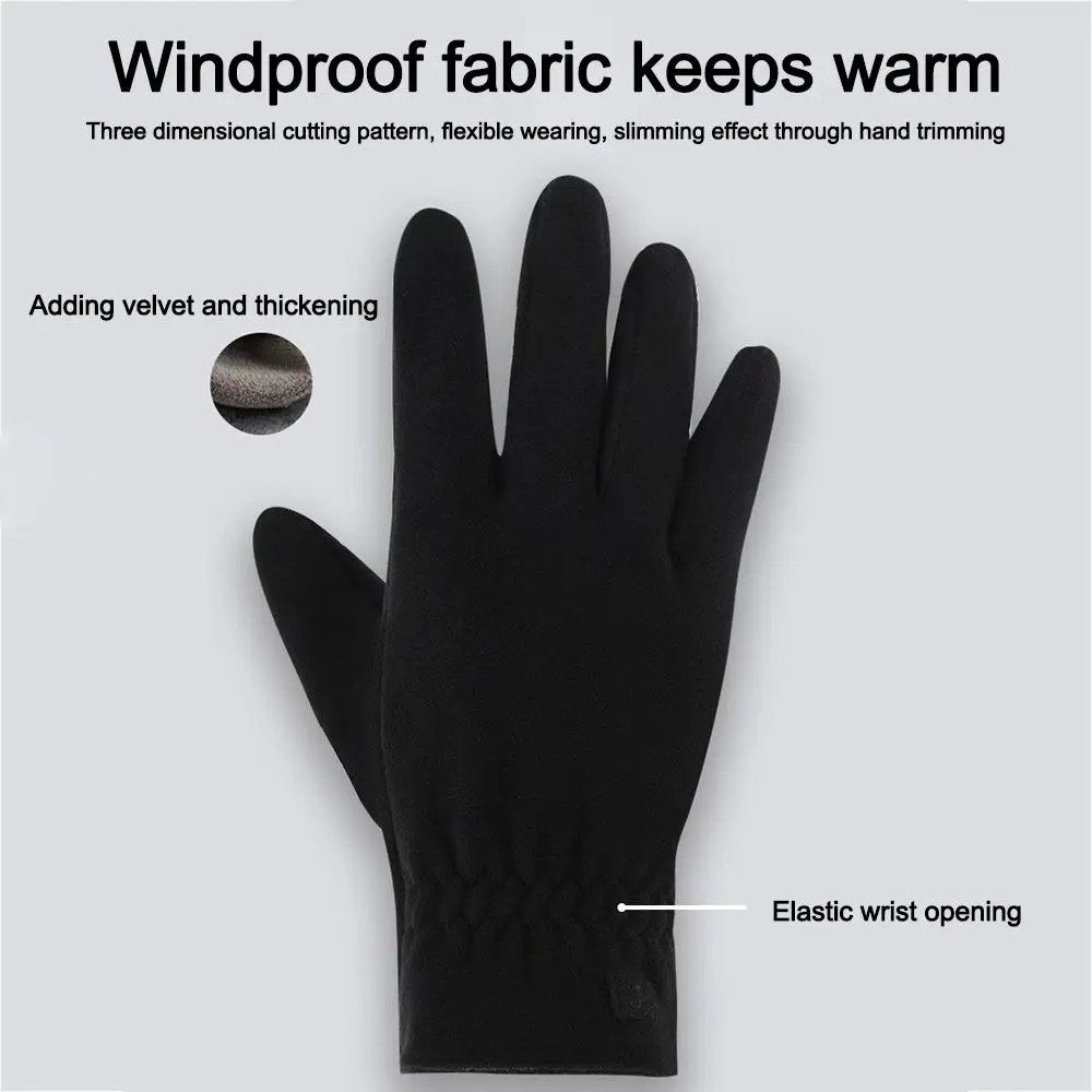 Cold Proof Autumn Winter Gloves Windproof Thermal Thick Snow Gloves Touch Screen Gloves Thickened Full Finger Gloves Work Office