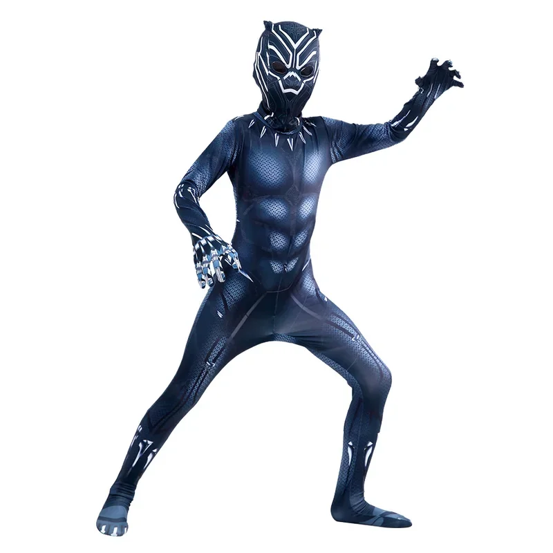 SN55Parents Children Superhero Cosplay Marvel Black Panther TChalla Costumes Kids Adults Party Dress Up Christmas Birthday @54WE