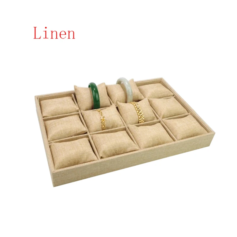 12 Grid Bracelet Watch Premium Pillow Plate 35*24cm Velvet Earnail Pendant Jewelry Display Tray