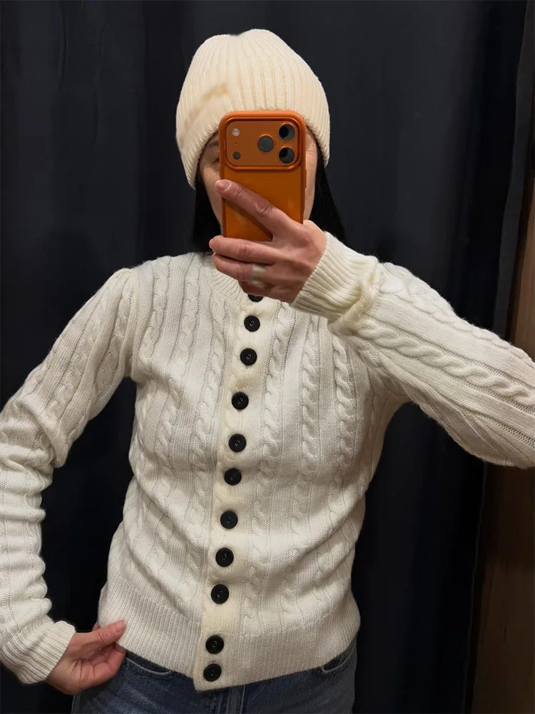 

Женские модные весенние тонкие свитера HH, однотонные кардиганы на одной пуговице, повседневные вязаные топы с высоким воротником и длинными рукавами