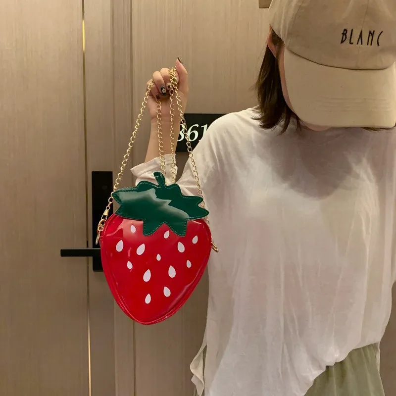 

1PCS Women's Crossbody shoulder bag cute leather design sense trendy fashion personality strawberry crossbody shoulder bag