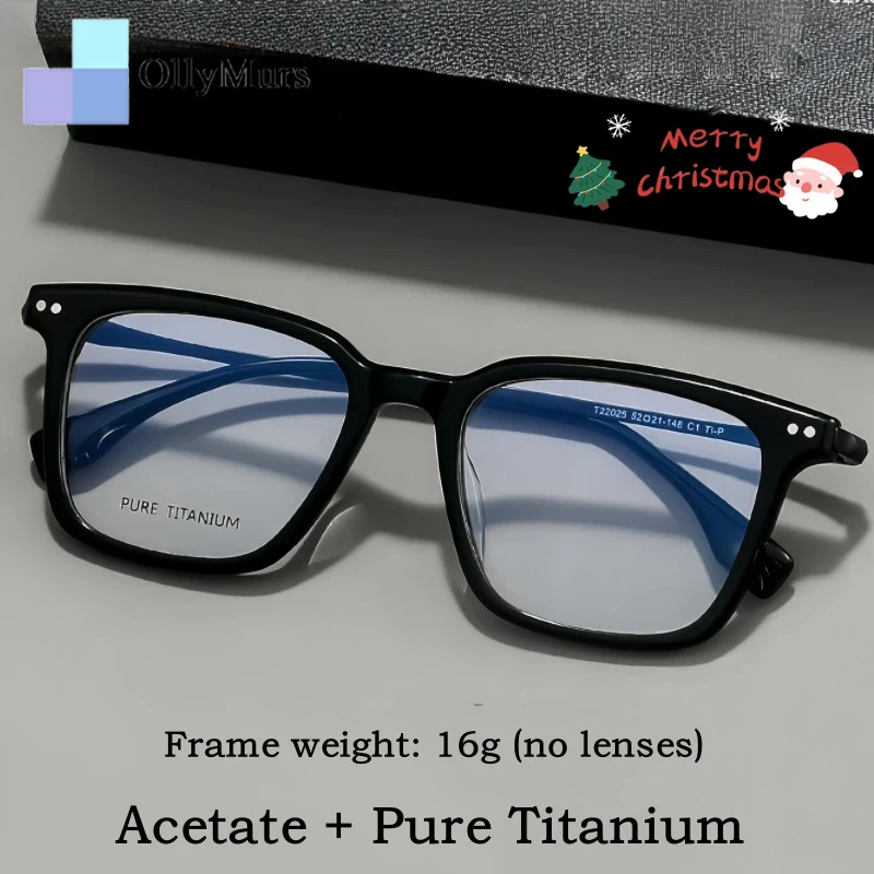 

KIZN Retro Square Men and Women Glasses Luxury Pure Titanium Acetate Big Size Optical Prescription Eyeglasses Frames X58005