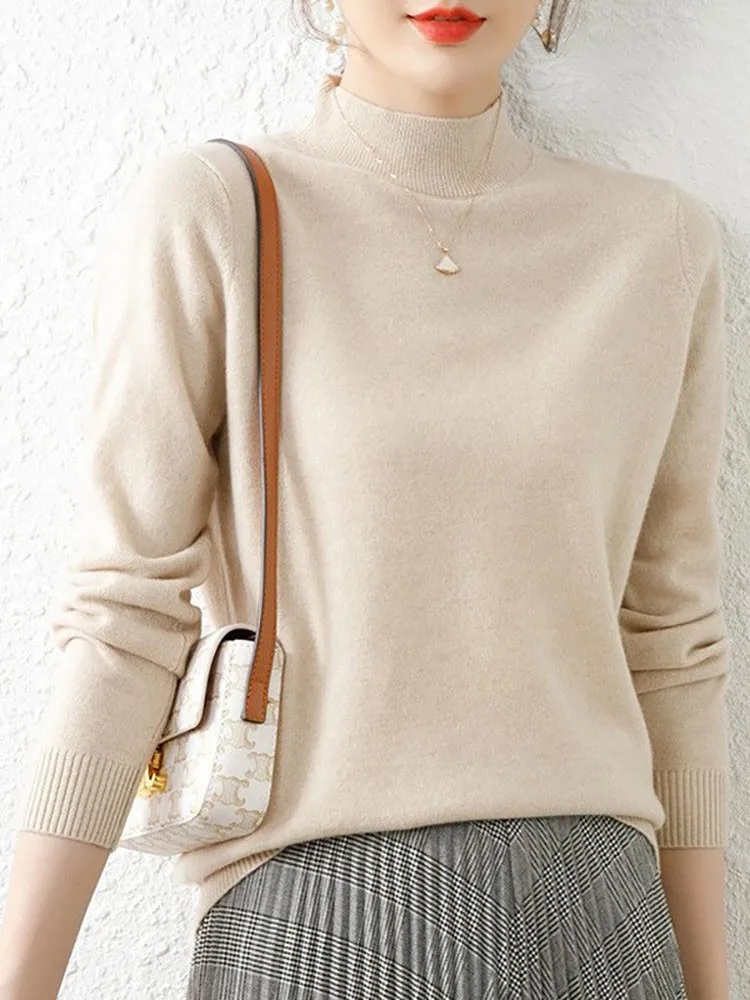 

Autumn Winter Bottom Sweaters Women Fashion Chic Turtleneck Pullover Slim Long Sleeve Knitted Jumpers Soft Warm Pull Femme Top