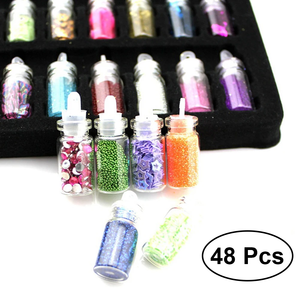 

48 Patterns Nail Art DIY Set Manicure Ornament Bottom Drill Flat Drill Fairy Pearl Nail Decoration Vivid Colors