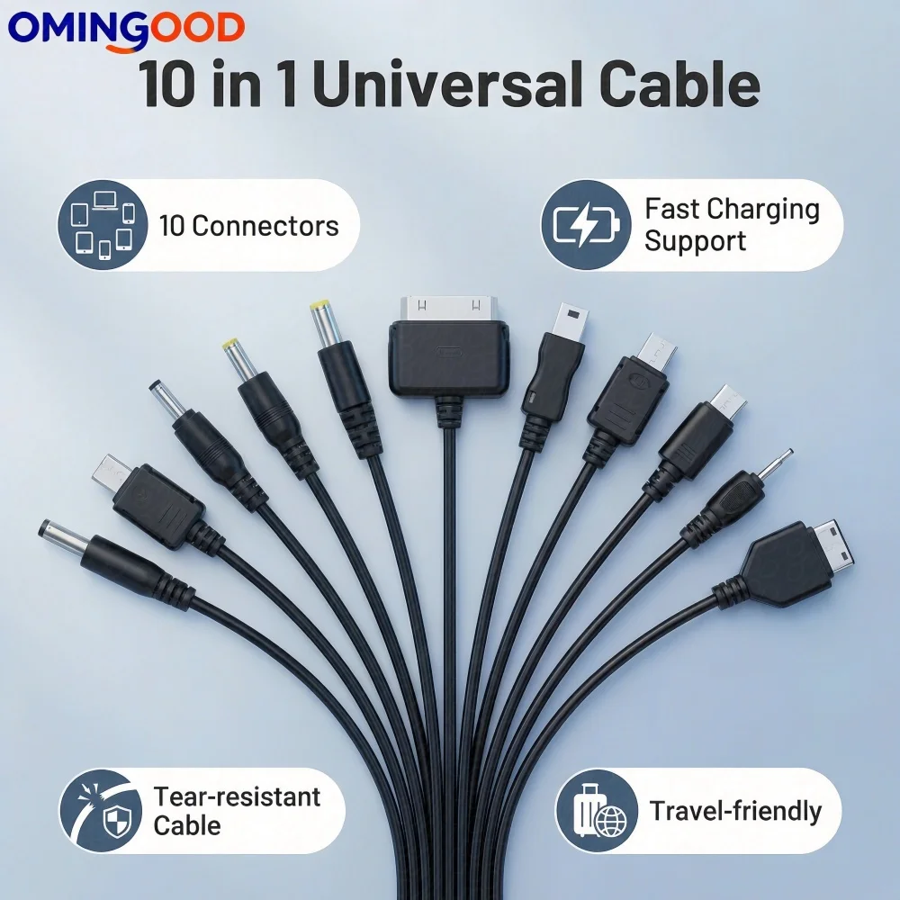 

10In1 Multi-ports USB Cable Universal Phone Charger Cord Multi-head Charging Cable for Samsung Nokia