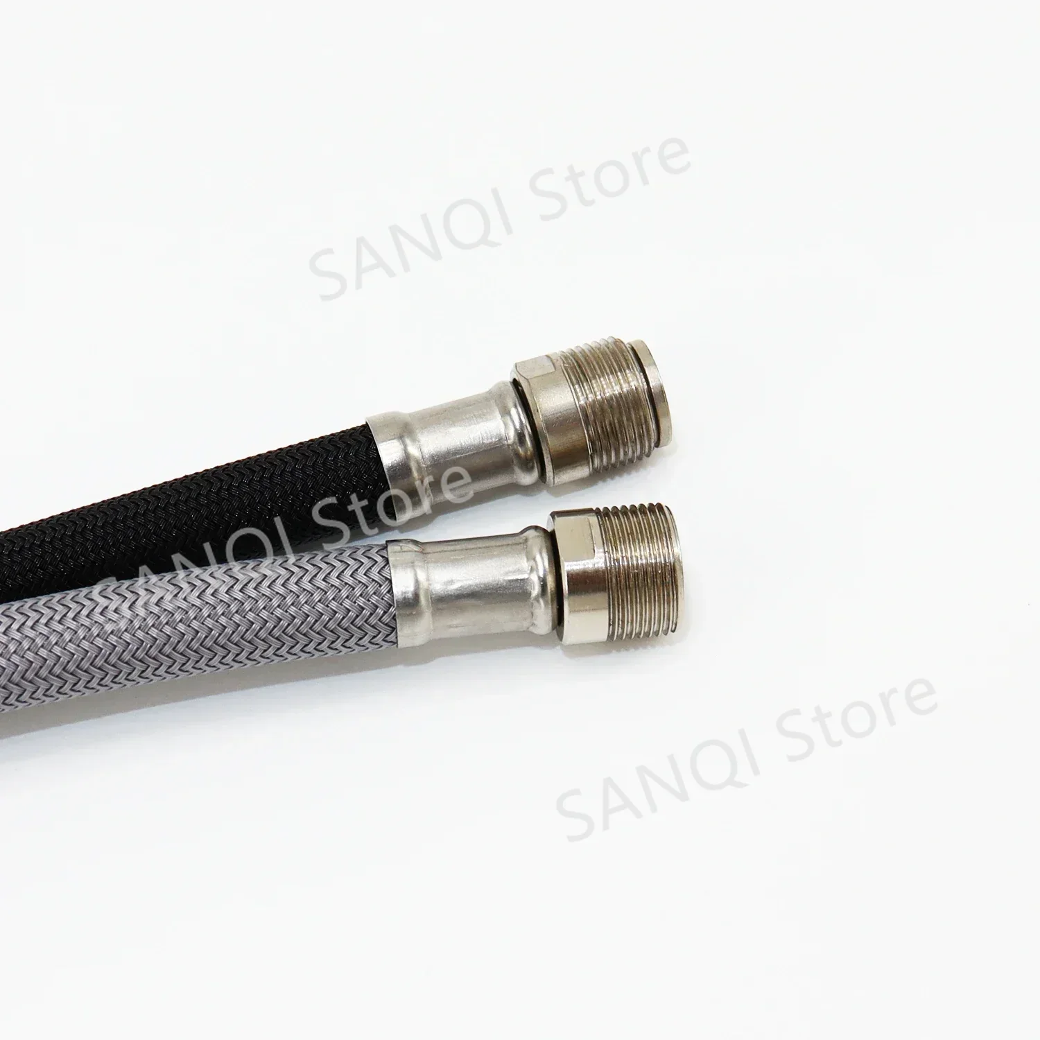 50cm/60cm/85cm F1/2 M15*1 Nylon Braided Flexible Water Hose For Kitchen Pull Out Faucet Hose Spinning Tube Black Gray Plumbing