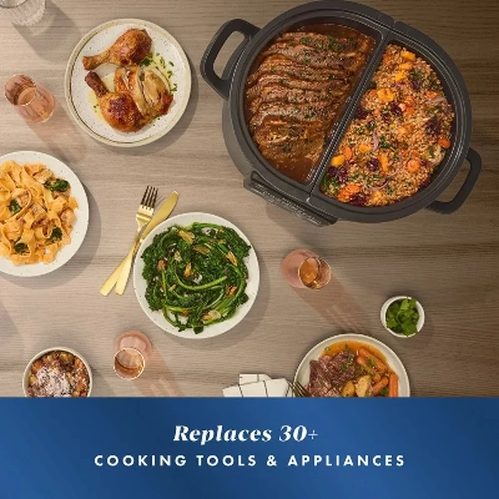 8QT Programmable MultiMeal Slow Cooker DualSync Technology Nonstick Pots Easy Cleanup Family Size Cooking Appliance