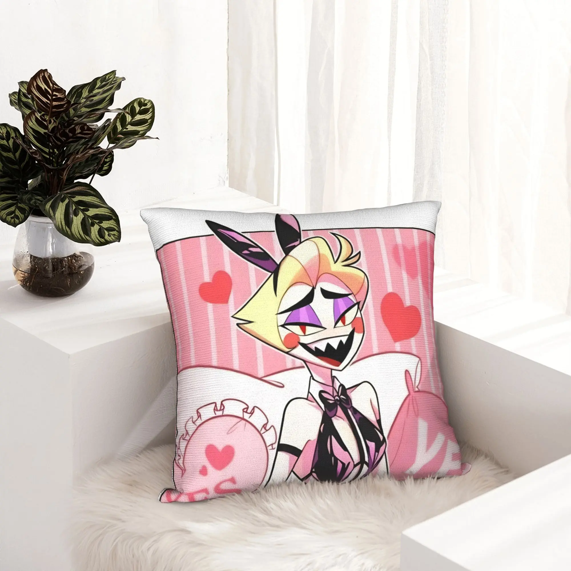 Lucifer Hazbins Hotels Pillowcase Soft Cushion Cover Decorations  Throw Pillow Case Cover Home Zipper