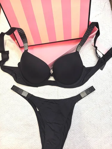 Conjunto de sujetador Sexy con diamantes de imitación para mujer, Bralette, ropa interior para niña, sujetador, Tanga a la moda, sujetadores, lencería, conjuntos de bragas