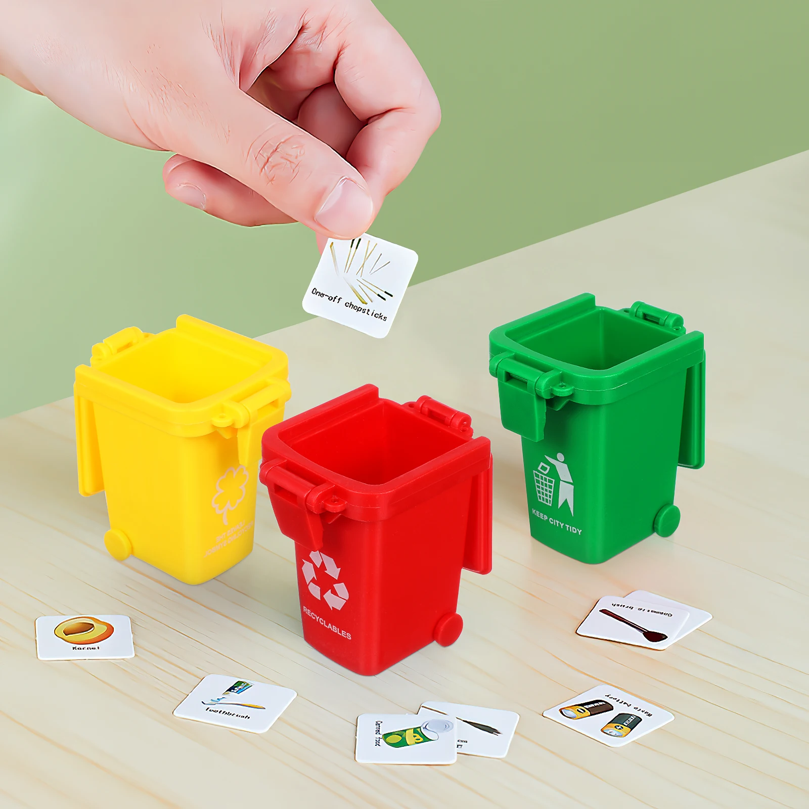 

6Pcs Learning Trash Can for Kids Early Educational Play Set Mini Garbage Bin Cognitive Development Game Sorting Activity