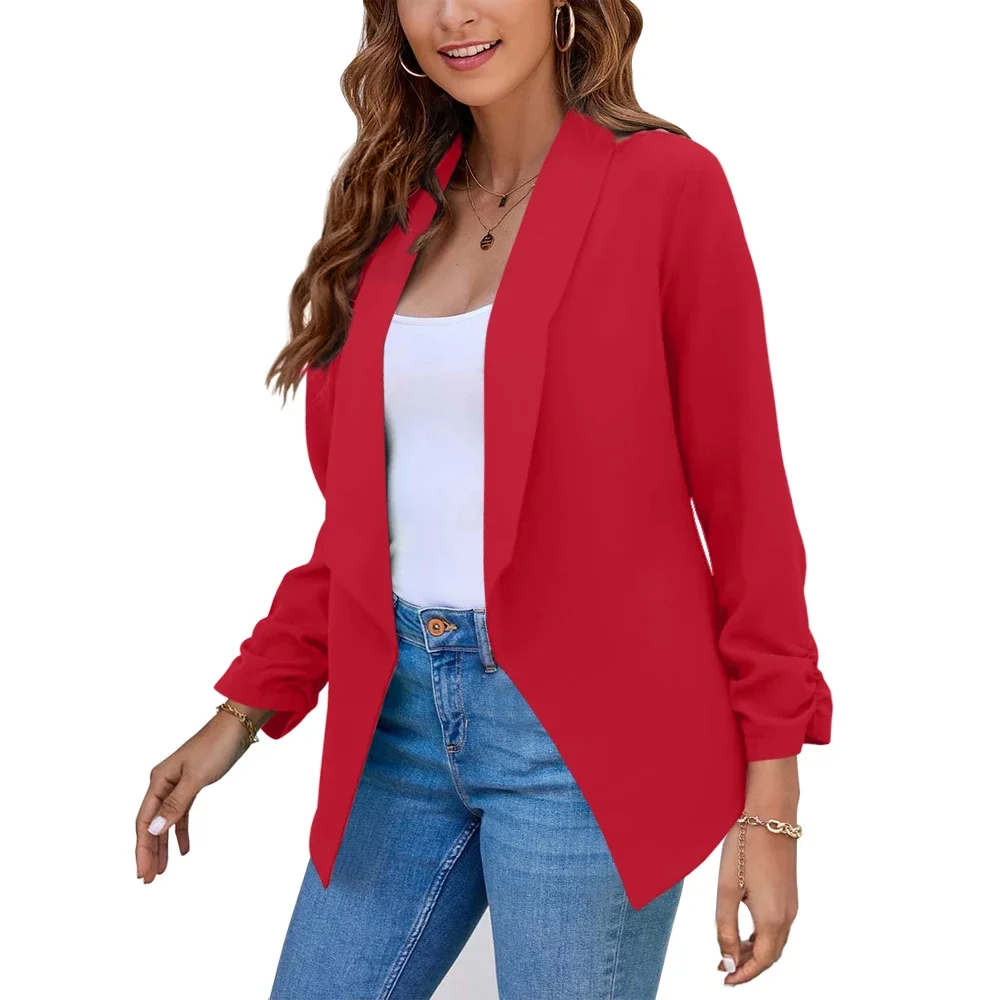 Sommer schwarze Blazer Frauen weibliche Büro Dame neun Viertel Blazer Open Stitch Frauen schlanke Mäntel Femme Damen gekerbte Tops