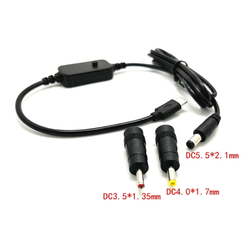 USB TypeC PD to DC5521 Power Cable 5V9V12V15V20V Adjustable with Multi Adapters