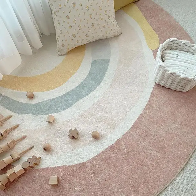 Baby Kruipen Mat Cartoon Spelen Pad Kinderkamer Tapijt Moderne Spel Kussen Halve Cirkel Regenboog Slaapkamer Tapijt Fotografie Props