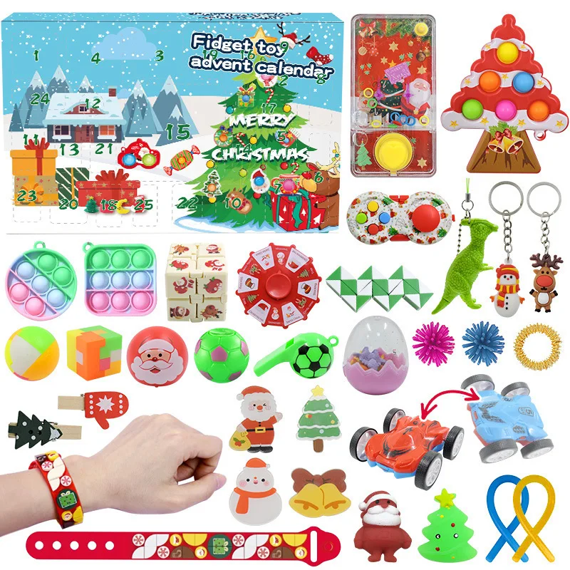 24day Christmas Advent Calendars for Kid Santa Snowman Anti Stress Fidget Toys 2023 New Year Countdown Advent Christmas Gift Box