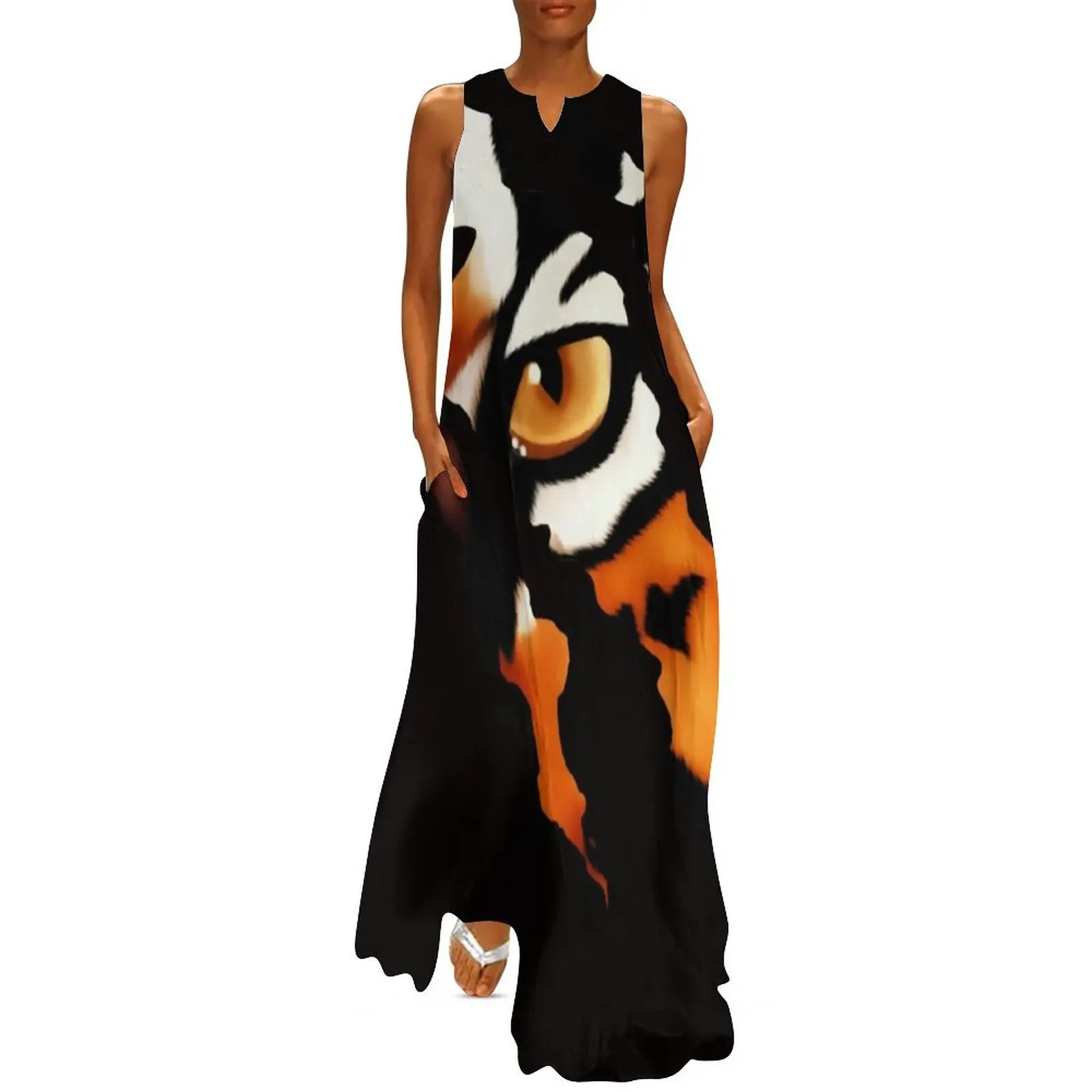 

Fearless Tiger Cat Eye Claw Silhouette Long Dress Clothing women party dresses Dress