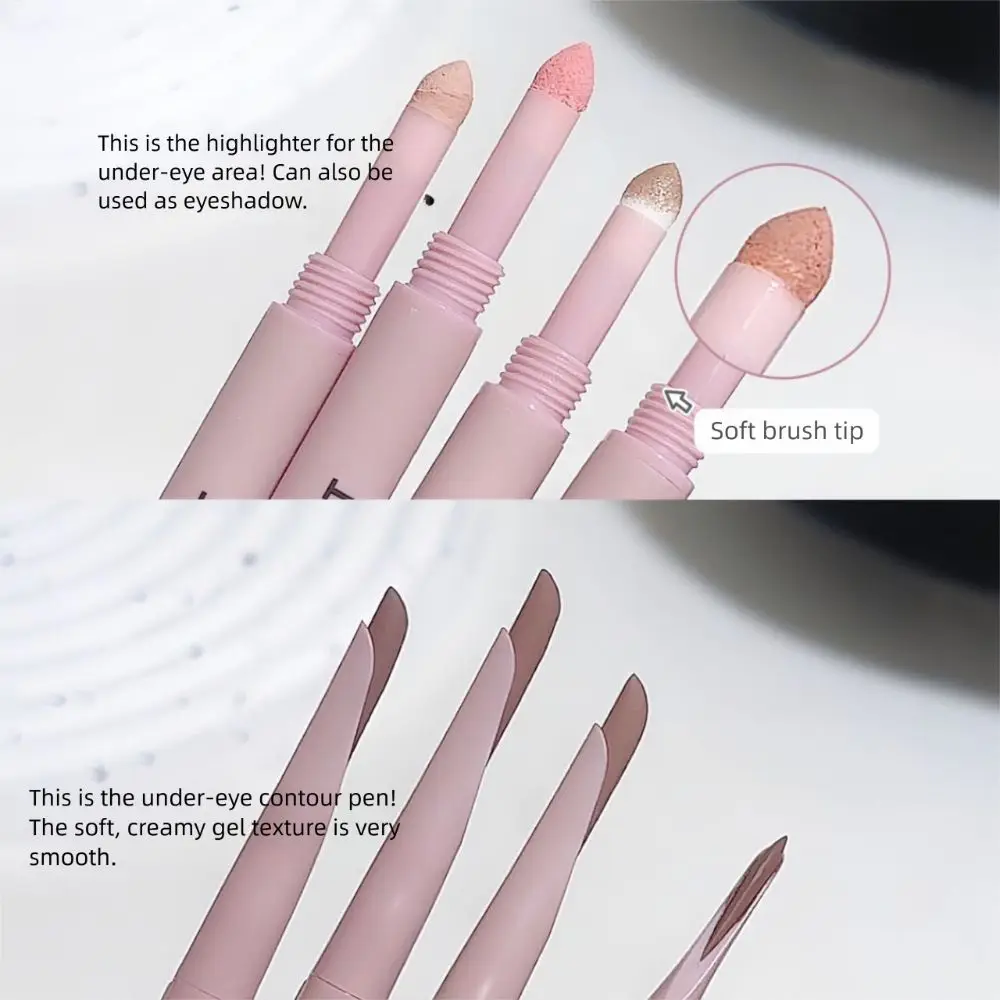 2 In 1 Curved Gel Eyeliner With Sponge High Gloss Powder Double-head Eyeliner Pencil Diamond Glitter Matte Shimmer Natural Look