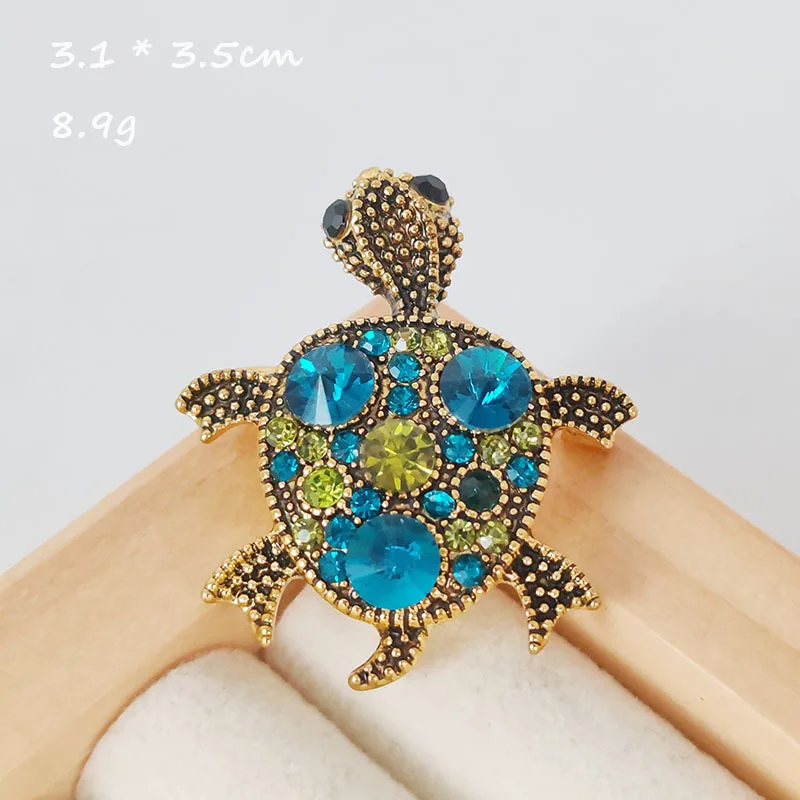 Colorful Turtle Rhienstone Brooches For Girls Boys Blue Red Crystal Cubic Zircon Animal Pin Fashion Jewelry Accessories