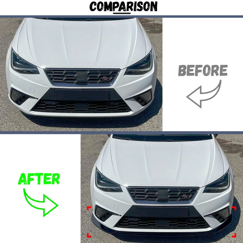 Front Bumper Splitter Lip Diffuser Body Kit Spoiler Trim For Seat Ibiza MK5 Standard/FR 6F KJ1 2017-2024+ Bodykit Tuning - view 4