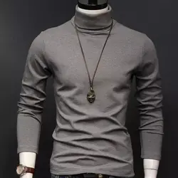 Korean Thin Half High Collar Base Shirt Men's Solid Casual Versatile Fashion Temperament Simple Patchwork Daily Long Sleeved Top