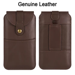 Real Genuine Leather Belt Clip Phone Case Men Waist Bag For Samsung Galaxy A13 A23 A33 A53 A73 A14 A24 A34 A54 M34 Holster Pouch