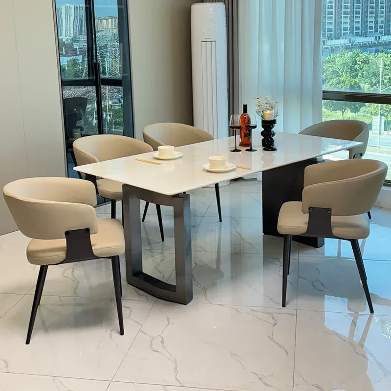 Luxury stone dining table Natural luxury stone Kari ice jade dining table Modern simple rectangular dining table