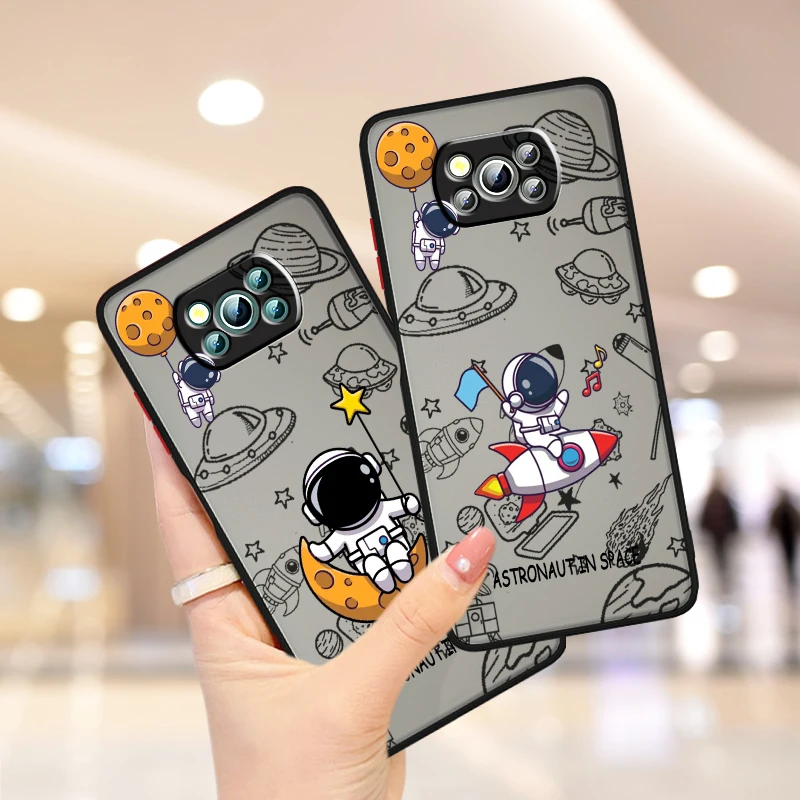 

Anime Astronaut Cartoon Art Frosted Translucent For Xiaomi Mi Poco X5 X4 X3 M6 M5S M5 M4 M3 F5 F4 F3 F6 Pro 5G TPU Phone Case