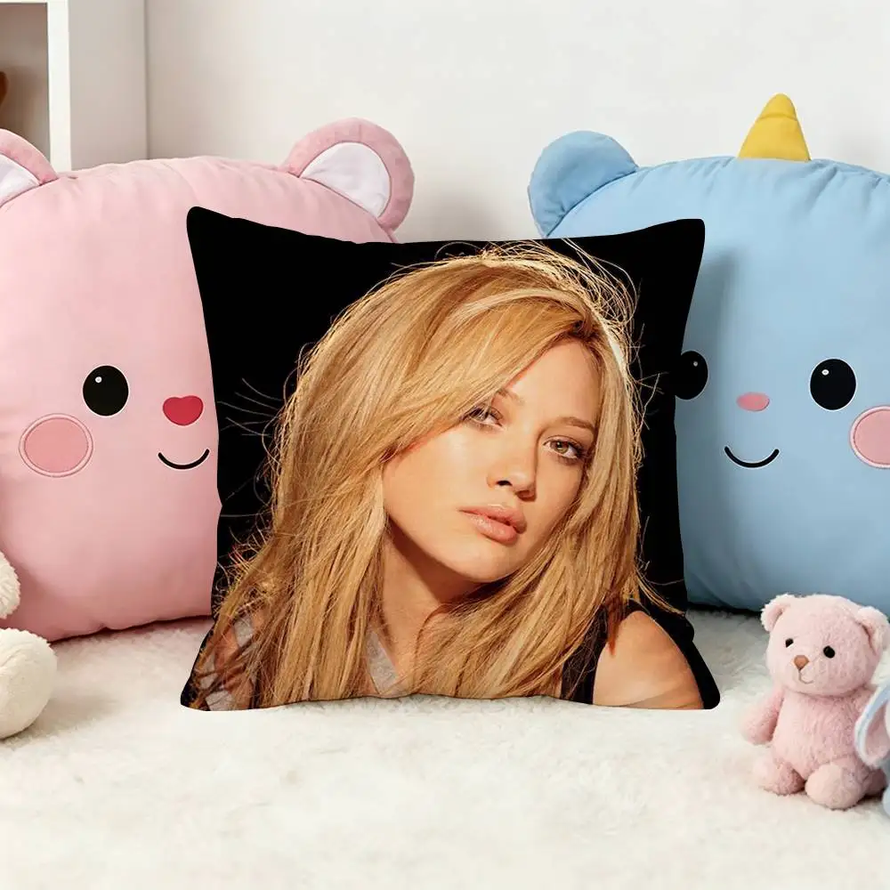 H-Hilary D-Duff Luck or Something Square Double-Sided Printed Pillow Case Sofa Cushion Cover Bedroom Bedside Decor