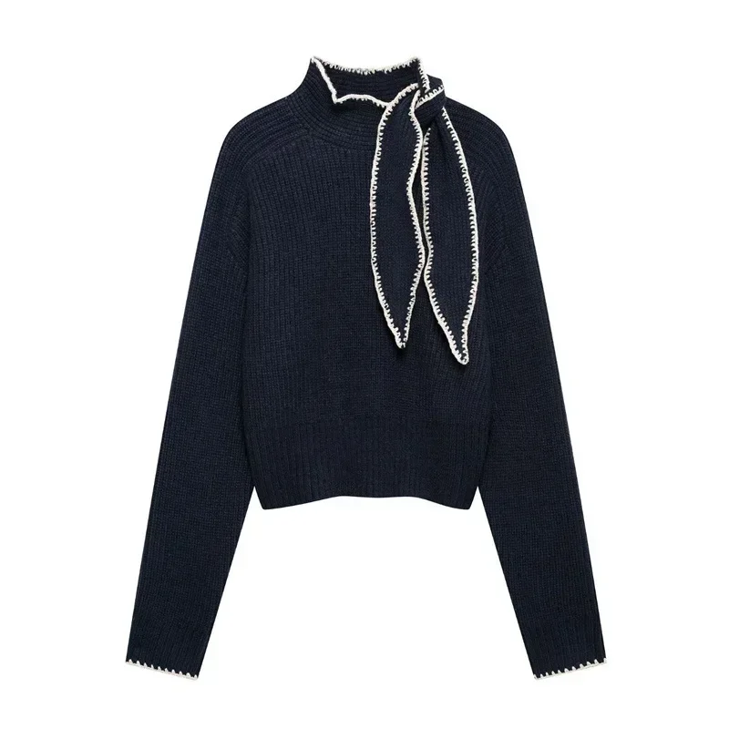 

Fashionable Long Sleeve Knitwear Women's Casual Butterfly Knot Decorated Top New Arrival Independent Station Style