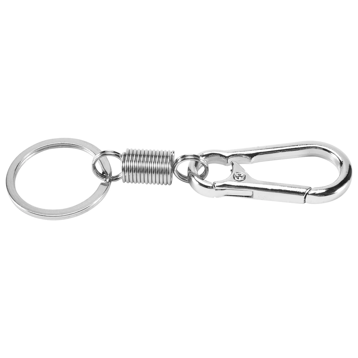 Sturdy Carabiner Key Chain Key Ring Polished Key Chain Spring Key Chain Business Waist Key Chain, Silver