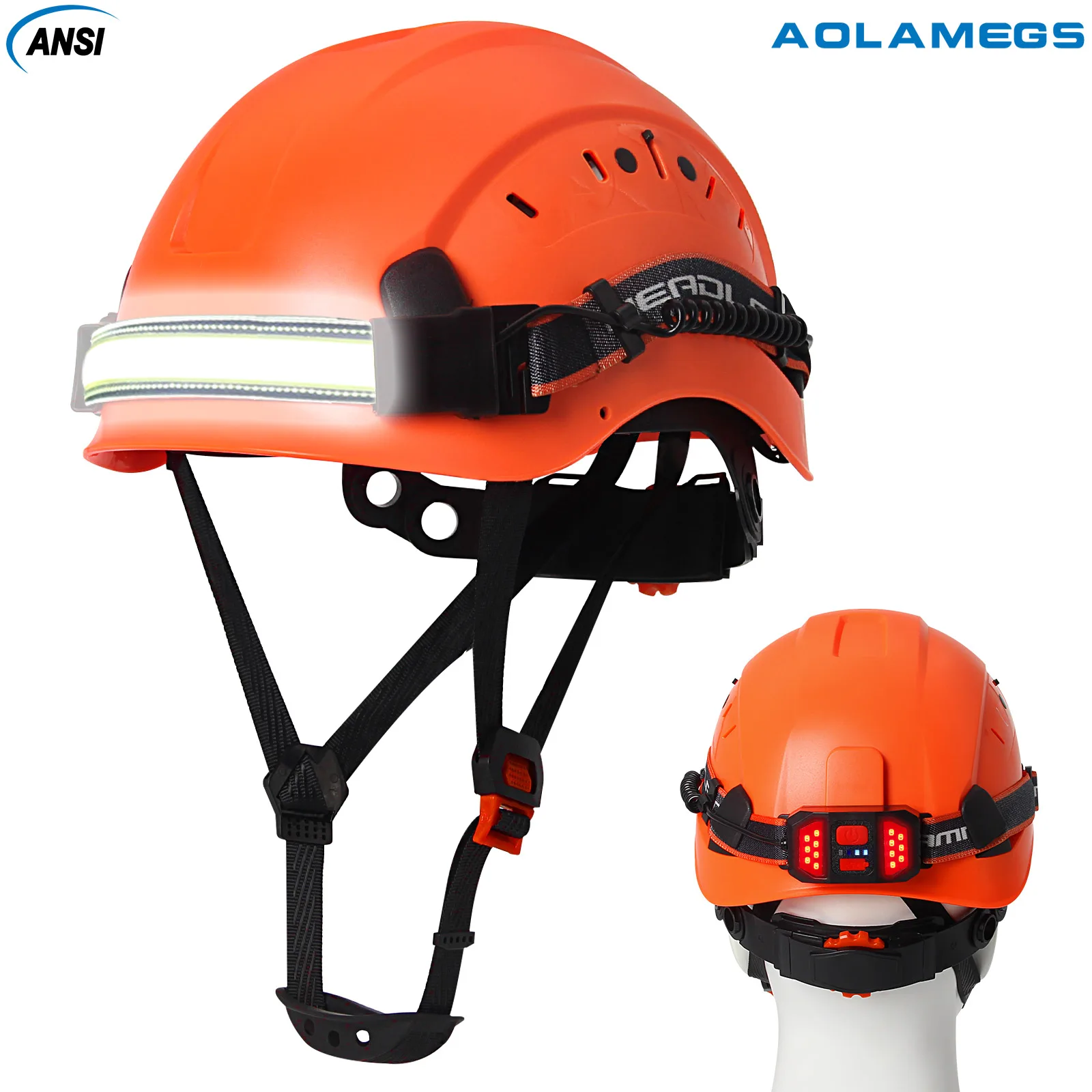 Construction Safety Helmet With Led Headlamp CE ABS Hard Hat Head Light Weight ANSI Industrial Work At Night Head Protection