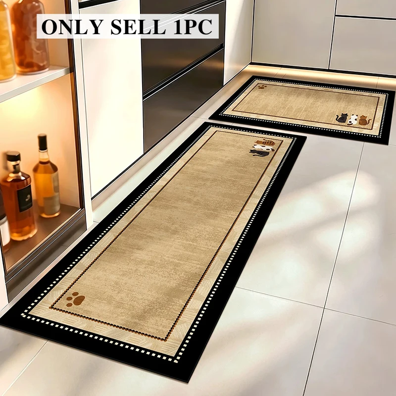 Floor Mat for Kitchen Absorbent Non-slip Rug Long Carpet Cute Cat Pattern Foot Mats Home Decoration Carpets Alfombras De Cocina