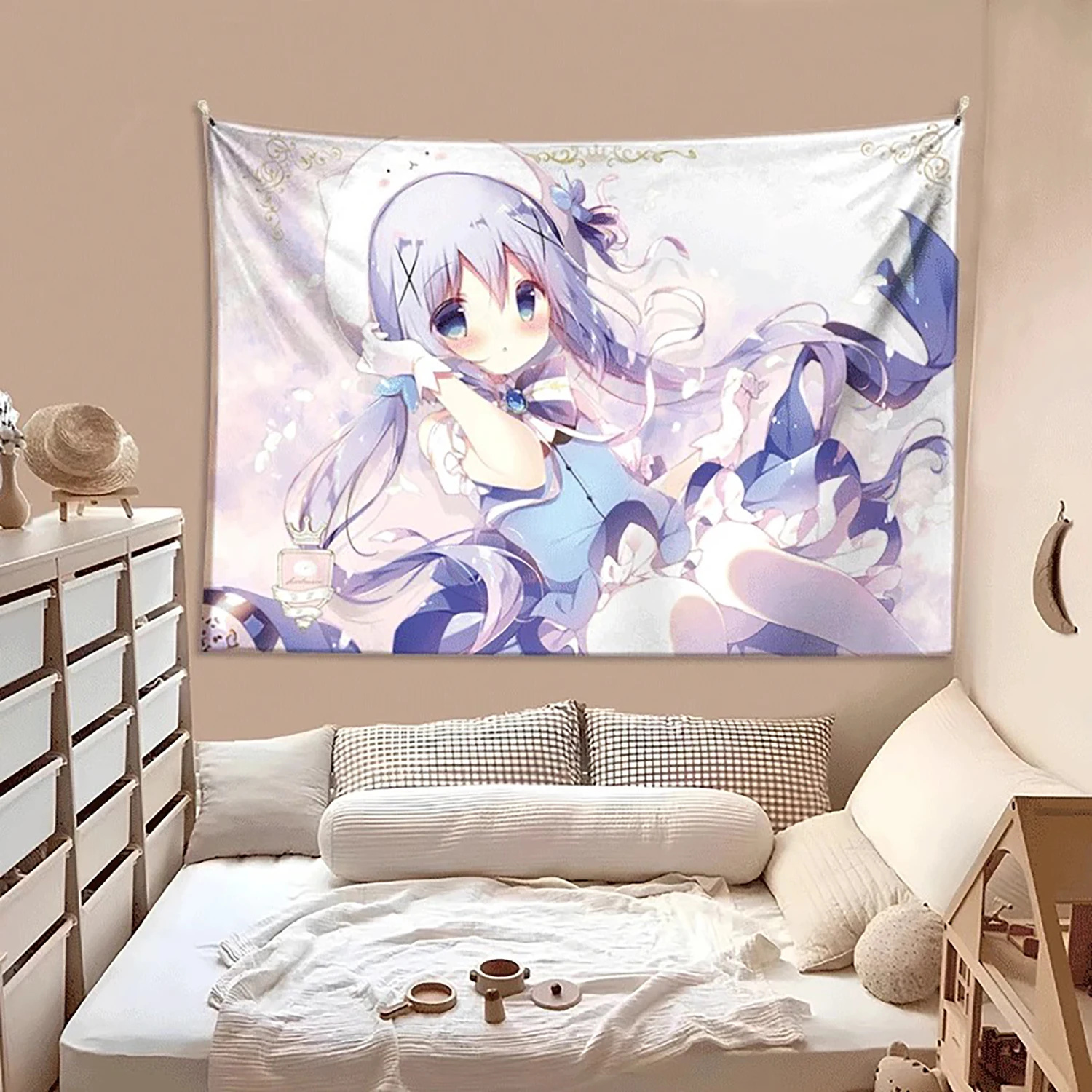 Kawaii-Stil Mädchen hängen Tuch Cartoon Schlafsaal Schlafzimmer Nachttisch Wandteppich Hintergrund Tuch Miethaus dekorative Tuch