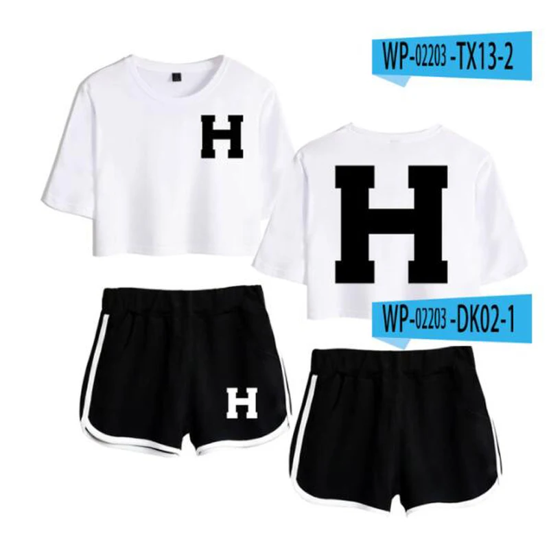 Summer Women's Sets Singer Hailee Steinfeld Merch Short Sleeve Crop Top + Shorts Sweat Suits Women Tracksuits Two Piece Outfits