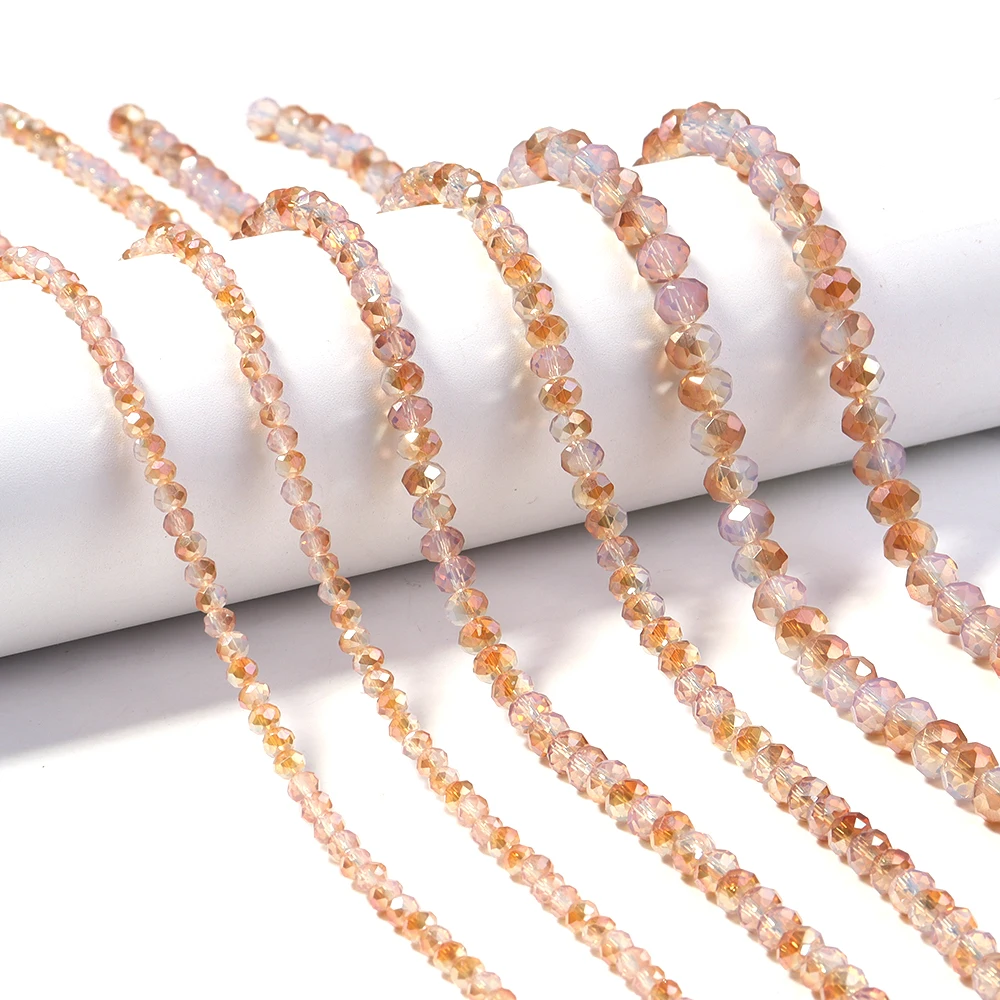 4/6/8mm Rondelle Facettierte Kristallperlen Weiß Hellorange Glasperlen für DIY Schmuckherstellung Armband Halskette Zubehör