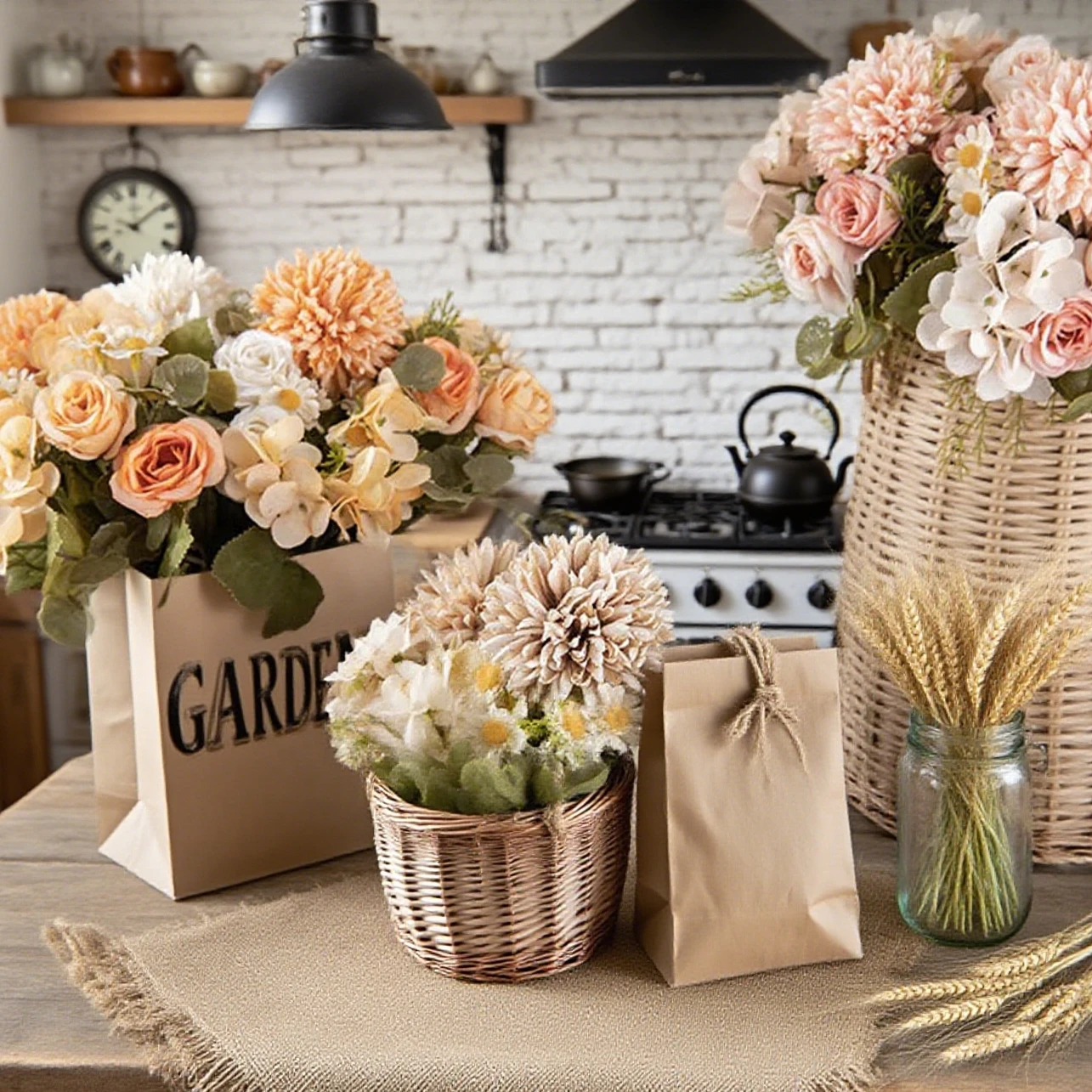 

6PCS Artificial Flowers Camomile Wedding Home Bedroom Decoration Bridal Bouquet Garden Silk Roses Vase Board Outdoors Diy Gifts