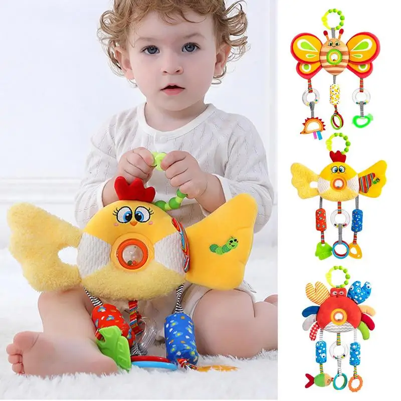 Soft stuffed Animal Plush Rattles Infant Toddler Carseat Bed bell Hanging Toy Baby Early Education Development Handbells Toys