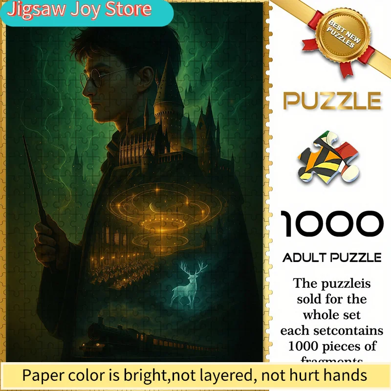 

of Warner Bros. Seamless Puzzles Z10.22-41, Featuring a Scene from Harry Potter with Wands, Castle, And Patronus Train, Measur