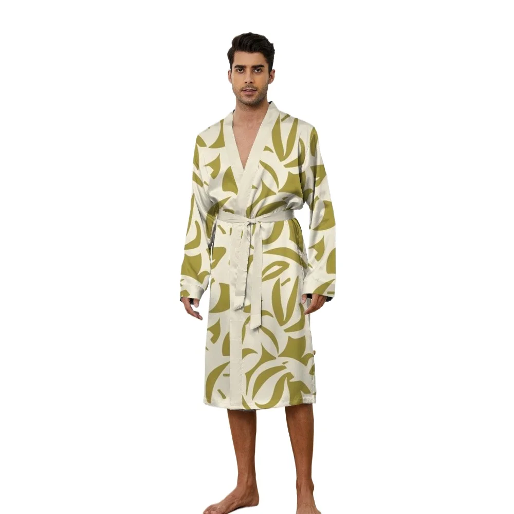 

Men's Robes 2025 Men Noble Sleeping Robe Long Sleeve Robe Digital Printed Thin Edition Quick drying Skin friendly Men's Bathrob